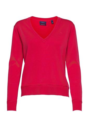 Light Cotton V Neck Pullover Striktrøje Lyserød GANT