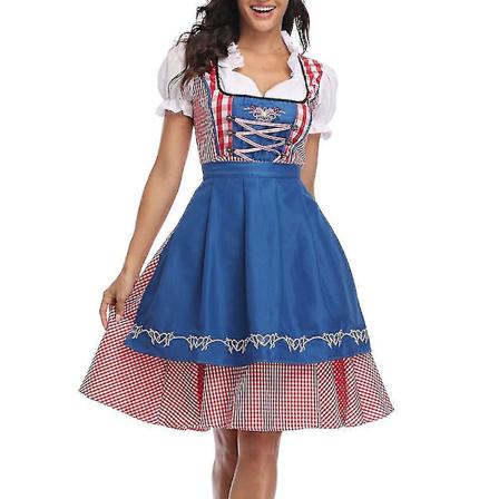 Tysk Oktoberfest-kostume til kvinder Voksen Dirndl Traditionel bayersk ølkarneval Fraulein Cosplay Blue color