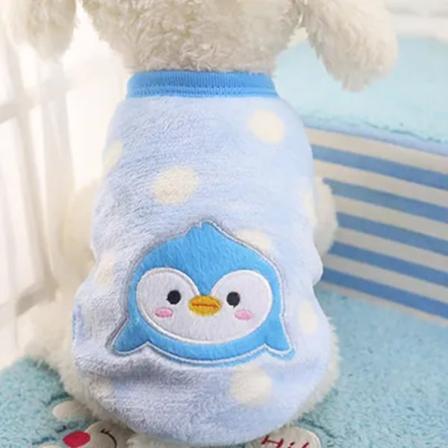 Cartoon Fleece Husdjur Hundkläder För Små Hundar Rock Jacka Vinter Varma Husdjurskläder För Hundkläder Tröja Chihuahua Kläder XXS Blue Penguin XS for 