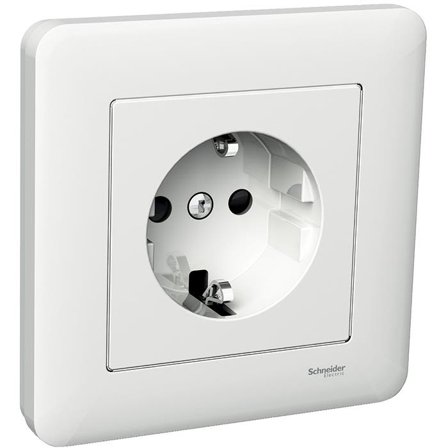 Schneider Electric Exxact WDE002376 Vägguttag jordat, 1-vägs, med helkåpa, Strömbrytare & vägguttag