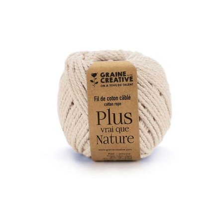 Puuvillalanka - Makramee - Ecru - 50m - 2,5mm - Sisustuselementti