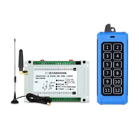 315Mhz / 433Mhz trådløs bryter 12V-48V 12CH relémottakermodul + 12-botners RF fjernkontrollsender for garasje