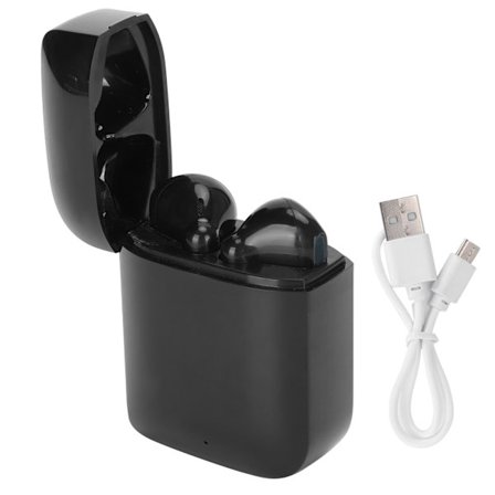 TWS trådlösa Bluetooth 5.0-hörlurar halv i-örat IPX4 vattentäta öronsnäckor för iPhone/AndriodBlack