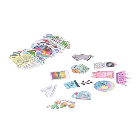 50 stk Dekorative Klistermærker Blandet Størrelse Universal til Bil Laptop Skoletaske Skateboard Kuffert