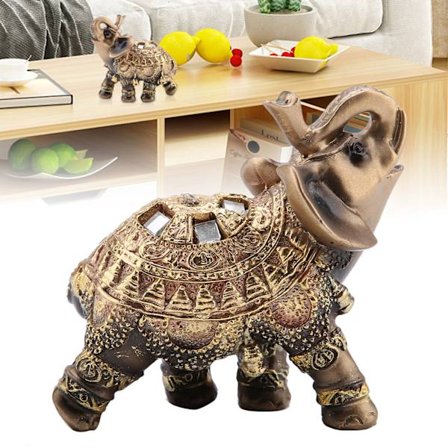 Lucky Feng Shui Golden Elephant Statue Skulptur Rike Figur Gave Hjem Innredning