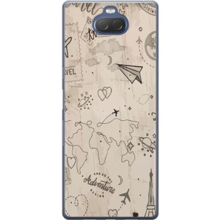 Kompatibelt Mobildeksel til Sony Xperia 10 Plus Futuristisk pansret helt i rosa og gull med lysende energi i dramatisk neonmiljø