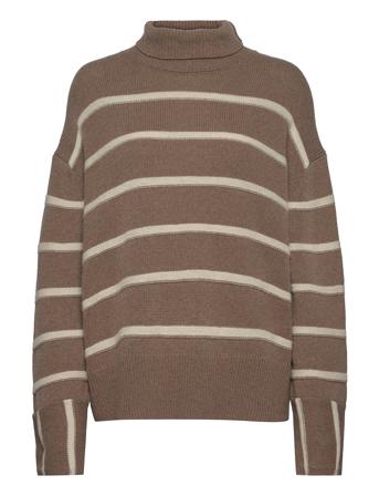 Mazzy Stripe Kilpikonnakaulus Poolopaita Beige House Of Dagmar