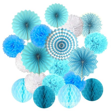 Papirblomstball, honningkakeball, papirdekorasjon til vindu og tak