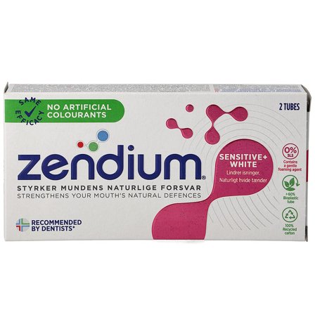 Zendium Sensitive Whitener Tandpasta 2 x 50 ml, Medicin & Pleje, Mund & Tandpleje, Tandpasta