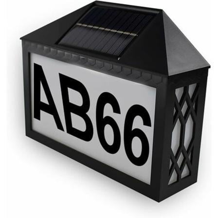 IP55 vesitiivis aurinkotalonumero ulkokatujen julkisivuihin seinänumerolla (0-9) ja 26 kirjaimella (värillinen)