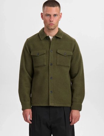 Anerkjendt Akoscar Boiled Wool Overshirt - Green - XXL
