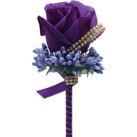 Rose Bryllupsknapphull Knapphull Håndlaget Corsage Knapphullsblomster Kunstige Bryllup Ball Bukett Blomsterdekor (Mørk Lilla)