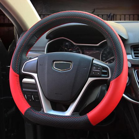 Bilstyling Rattdeksel D-form PU-skinn Flat bunn Rattrekk Sklisikker Pustende Sportstil 38cm Biltilbehør for kvinner og menn Rød—yux