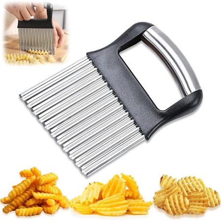 Bølgekniv - Multifunktionel grøntsagsskærer - Rustfrit stål - Savtakket kniv - Sort