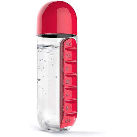 2 i 1 Vandflaske Giftfri Miljøvenlig Pilleboks