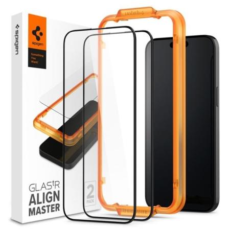 [2-Pack] Spigen iPhone 15 Hærdet Glas Skærmbeskytter - Sort