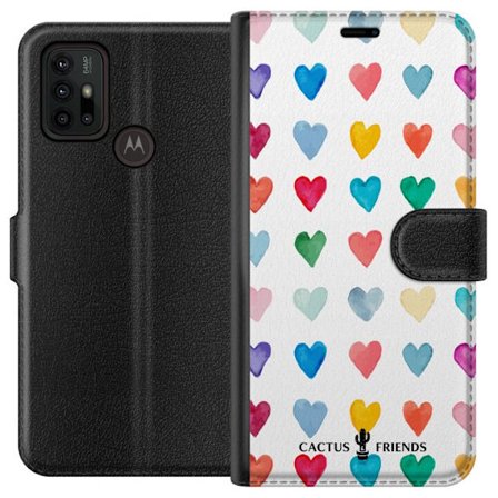 Kompatibelt Lommeboketui til Motorola Motorola Moto G30 Cactus and Friends - Watercolor Love Grid