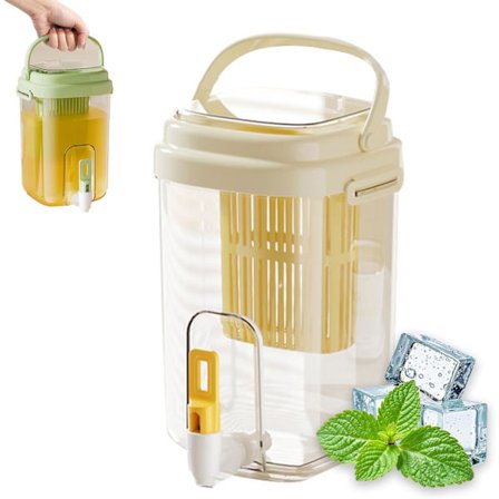 Drikkedispenser med hane, koldtvandskande med filter, drikkevarebeholder til vand, limonade, te og juice (lysegul)