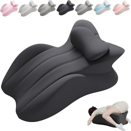 Stor Ergonomisk Pude til Maveliggende, Superblød Sovende Pude med Aftageligt og Vaskbart Betræk