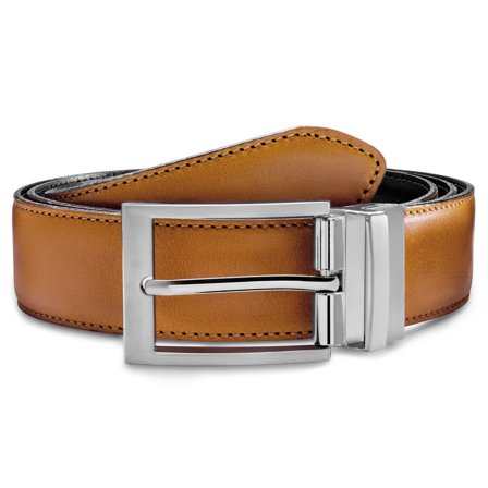 Vincio | Black & Tan Reversible Full Grain Leather Belt for Men - Leather Belts