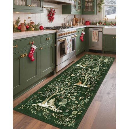 Julmatta Juoksija Punainen Pestävä Liukumaton Matto Keittiöön Eteiseen Makuuhuoneeseen Joulukuusi Eläinaihe