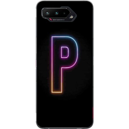 Kompatibel Mobilcover til Asus Asus ROG Phone 5 Minimalistisk neonbogstav P i farvegradient og lyseffekt mod sort baggrund i digital neonstil