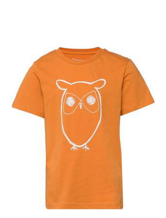Big Owl T-Shirt - Gots/Vegan T-shirts Short-sleeved Orange Knowledge Cotton Apparel