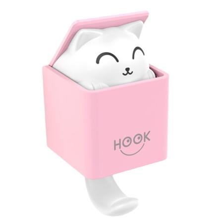 2 stk rosa selvklebende dyreveggkroker Kreativ katteveggkrok