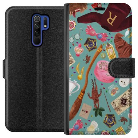 Kompatibelt Lommeboketui til Xiaomi Xiaomi Redmi 9 Magisk illustrasjon med trollstav, hatt og fantastiske gjenstander i leken eventyrstil