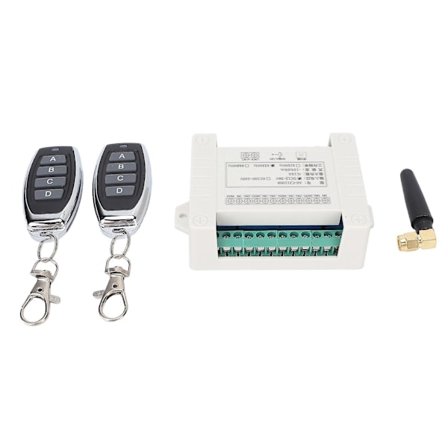 AKC211008 433MHz Trådløs RF Fjernkontroll 4 CH Relémodul Kompatibel med Industriell Kontroll DC1236V-YM