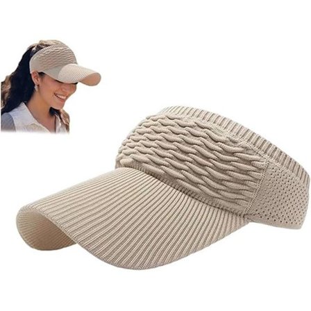 Solhatt med bred brem - UV-beskyttelse - Strikket løpehatt for kvinner - Perfekt for hestehaler