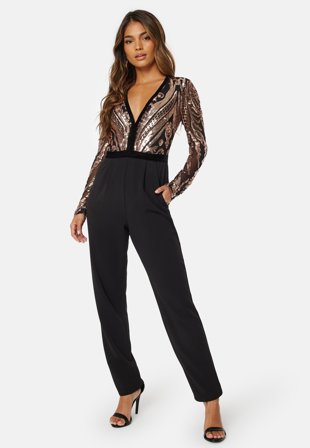 Goddiva-Sequin Bodice Jumpsuit-XS (UK8)