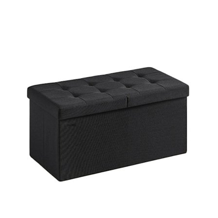 Rootz Black Storage Bench - Seat Chest - Ottoman - 89L Capacity - MDF & LINEN IMITATION - Hållbar & rymlig - 38 cm x 76 cm x 38 cm