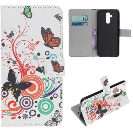 Plånboksfodral Huawei Mate 20 Lite - Vit med Fjärilar