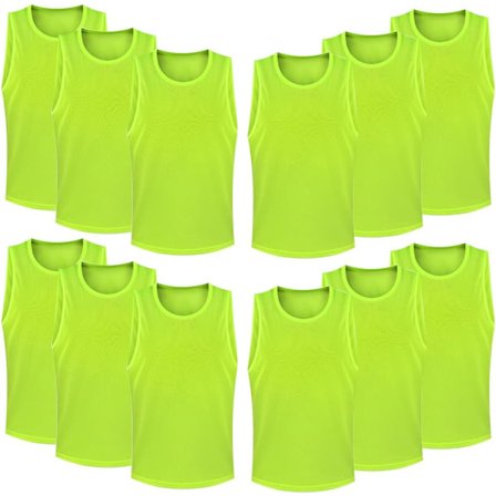 12-pack jalkapalloharjoitteluliivit joukkueharjoituksiin - vihreät liivit lapsille ja aikuisille [YDE]