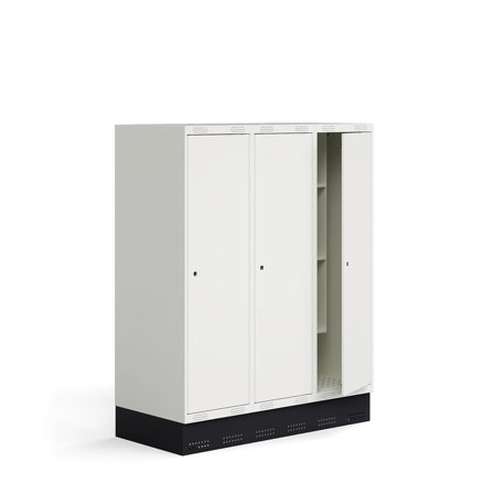 Skab til skoleelever ROZ, 3 moduler, 3 døre, inkl. bund, 1510x1200x550 mm, hvid