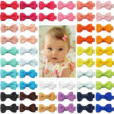 Baby Jenter Hårbånd Grosgrain Bånd 4.5" Hårsløyfer Hårbånd Stor Sløyfe Hårbånd for Småbarn Pakke med 20 Små Sløyfeklemmer