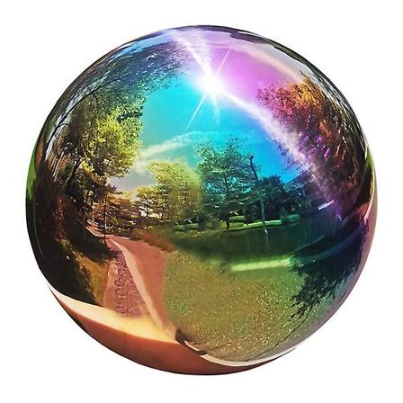 Trädgårdsboll i rostfritt stål, spegelpolerad, reflekterande, trädgårdsdekoration, färgglad, 15x15cm Colorful 15x15cm