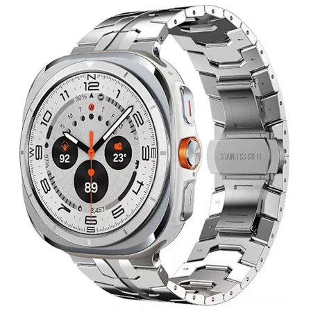 For Samsung Galaxy Watch Ultra 47mm Sommerfugllås Titanlegering Klokkereim - Sølv