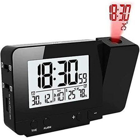 Projektionsväckarklocka digital klocka med tid och temperaturprojektion