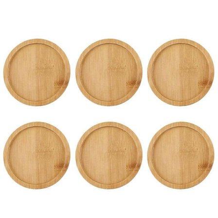 6 stk. udendørs blomsterpotter træfade serveringsbakke runde plantepotter indendørs planter træblomsterpotte stueplanter