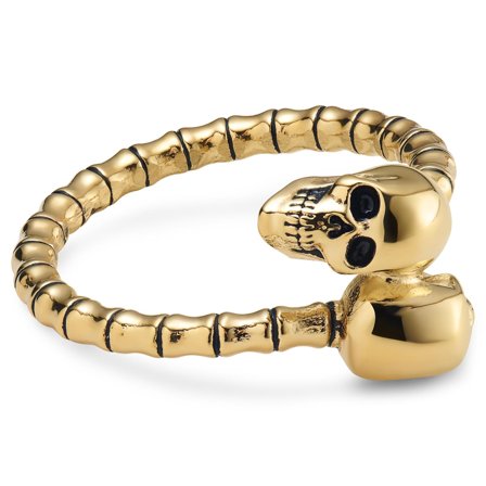 Aspero | Gold-tone Stainless Steel Skull Wrap Ring for Men - Skull rings