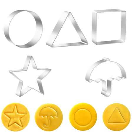 Sett med 5 kakeformer i rustfritt stål for å lage gelé