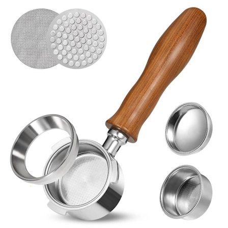 51mm Bottenlös Portafilter, Professionell Espresso Portafilter med Filterkorg, Sikt och Espresso Doseringstratt