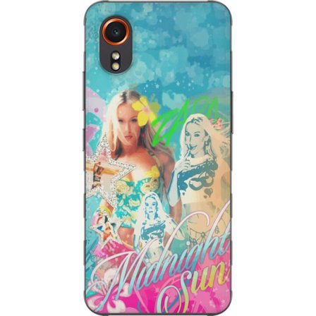 Kompatibel Mobilcover til Samsung Galaxy Xcover7 Eventyrverden med Steve, Creeper og dyr i farverig blokgrafik