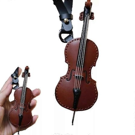 Håndlavet Læder Violin & Cello Nøglering, Musikalsk Instrument Nøglering