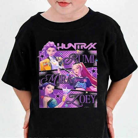 Huntrix Kpop Demon Hunters Barn T-shirt - Rundhalsad T-shirt i bomull för pojkar och flickor