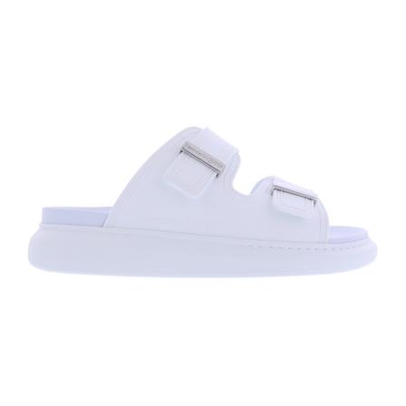 Alexander McQueen, Slippers With Logo Wit, Heren, Maat:45 EU,rubber
