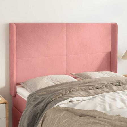 Vidaxl Huvudgavel Med Kanter Rosa 147x16x118/128 Cm Sammet Rosa