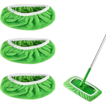 3-delt udskiftningssæt til moppehoved i koralfleece, kompatibelt med Swiffer robotstøvsugere (moppe ikke inkluderet).